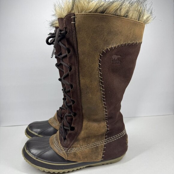 Sorel Cate the Great Brown Waterproof Leather  Winter Duck Boots Size 8 - Picture 2 of 16